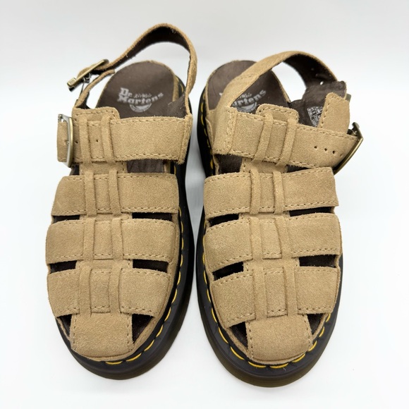 Dr. Martens Wrenlie Bronx Suede Fisherman Sandals Chunky Platform Tan Sz L9/M8‎ - Picture 5 of 11